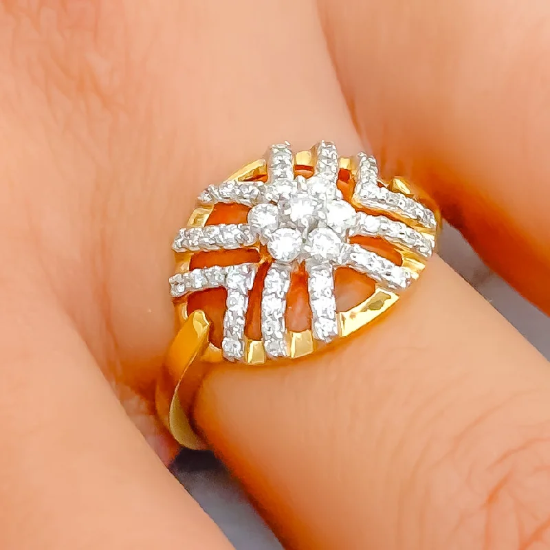 Dressy Striped Diamond + 18k Gold Ring