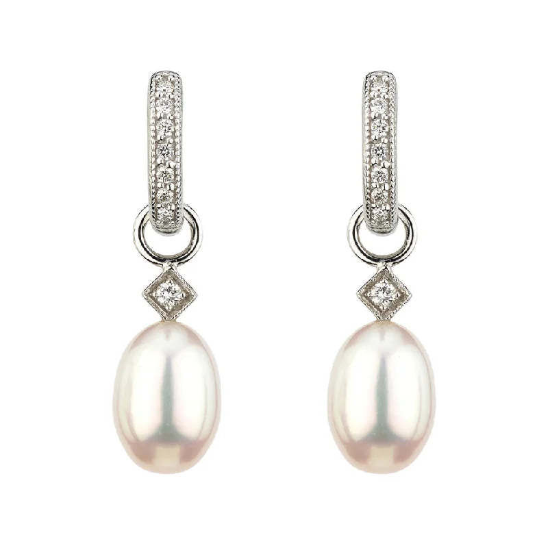 Jude Frances White Pearl Briolette Earring Charms