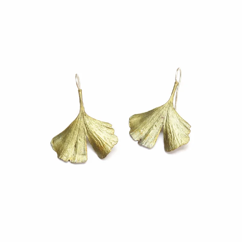 white gold diamond cluster ring Ginkgo Leaf Earrings