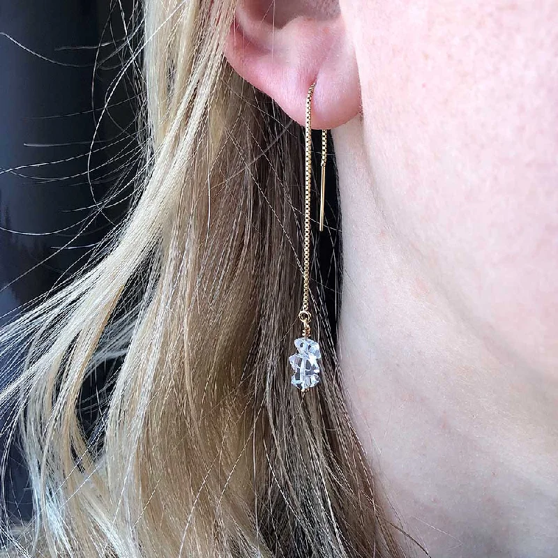 Herkimer Diamond Threader Earrings - 14k Gold-Fill