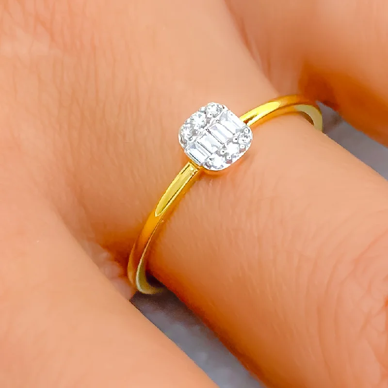 Iconic Cushion Shaped 18K Gold + Diamond Ring