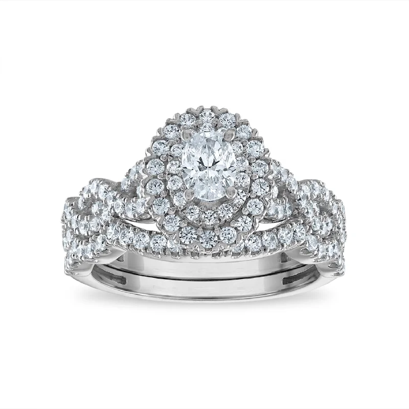 LoveSong EcoLove 1 1/4 CTW Lab Grown Diamond Halo Bridal Set in 10KT White Gold