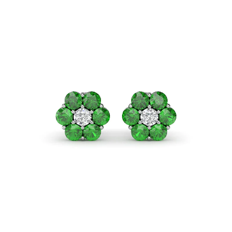 vintage-style garnet ring Magnolia Emerald And Diamond Stud Earrings