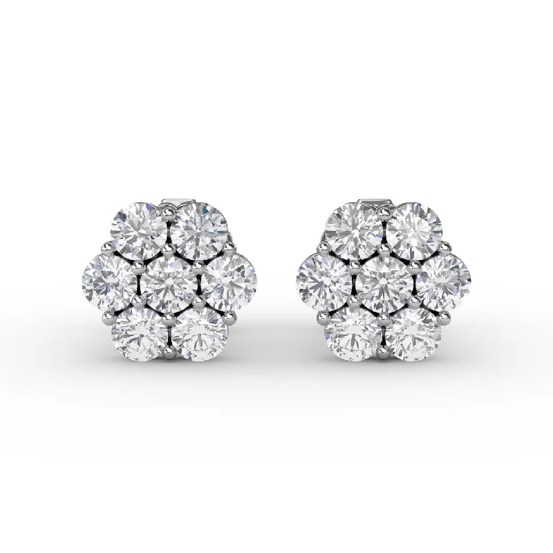 Magnolia Floral Diamond Stud Earrings