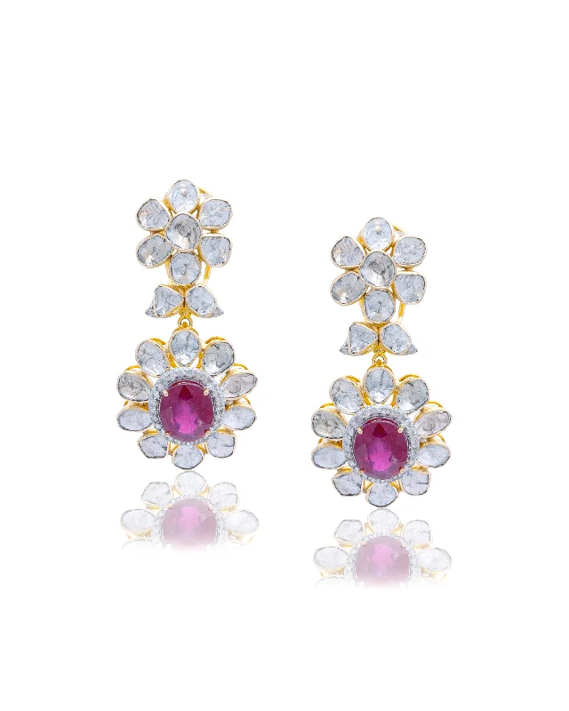 celestial sun charm anklet Nandini Polki And Diamond Long Earrings