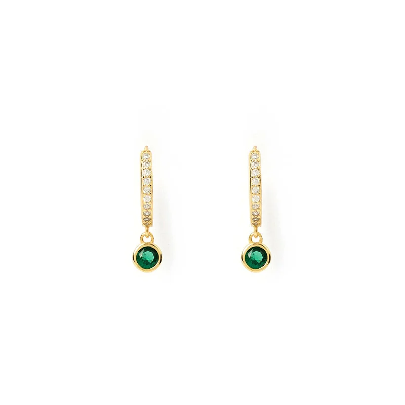modern geometric drop earrings Rhodes Gold Earrings - Emerald