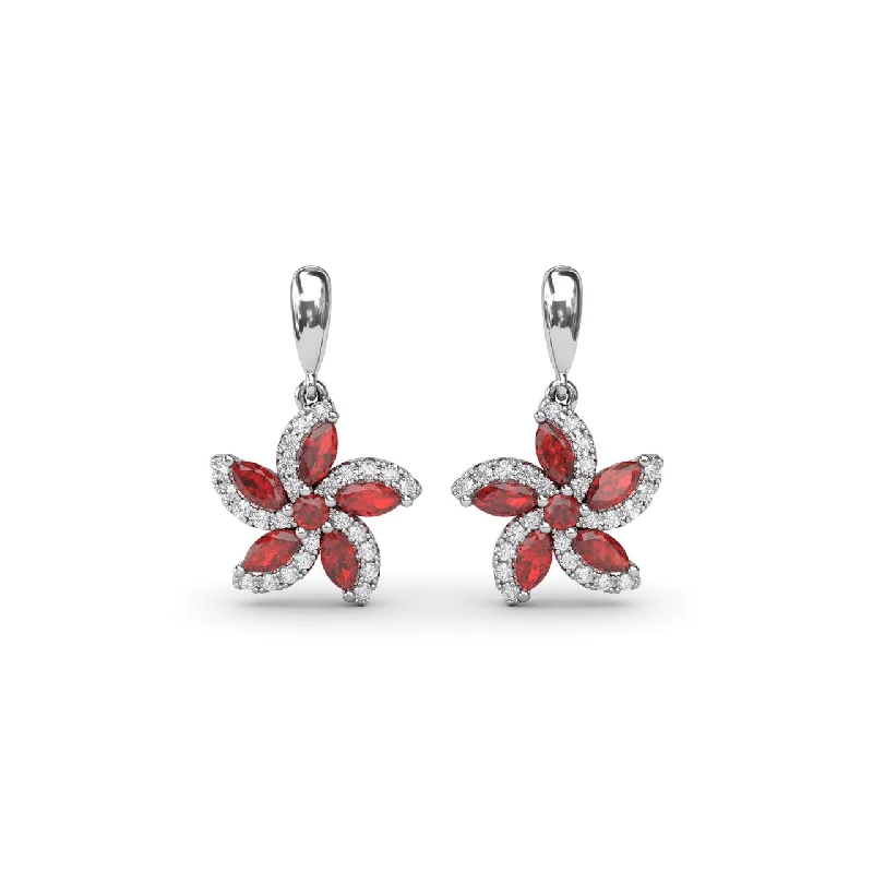 Ruby and Diamond Catalina Drop Earrings