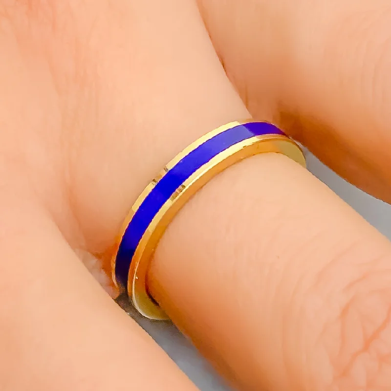 Sophisticated Royal Blue 22k Gold Enamel Band