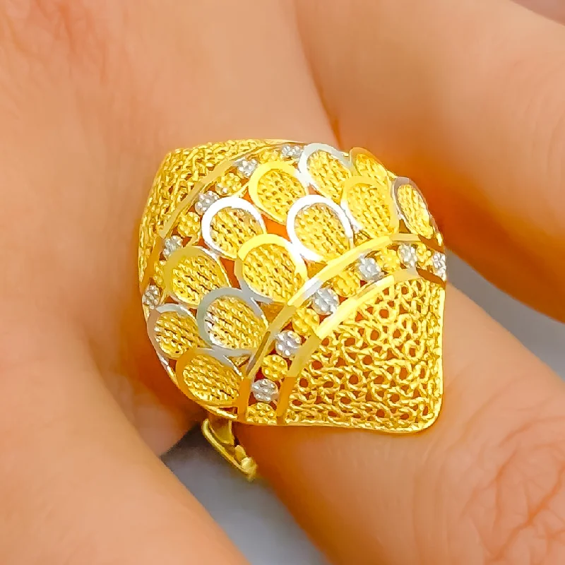 Stately Two-Tone 22k Gold Semi Statement Ring