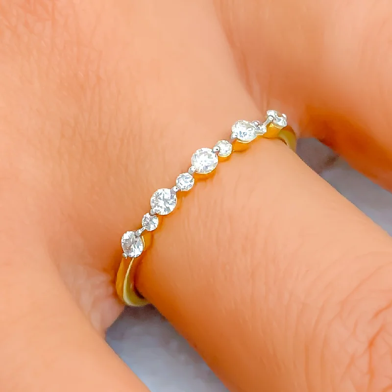 Tasteful Sleek Dotted Diamond + 18k Gold Band Ring