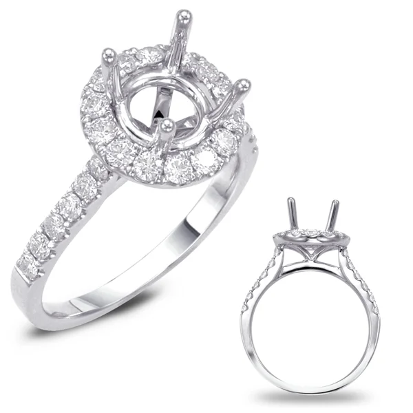 14K White Gold Round Diamond Halo Mounting