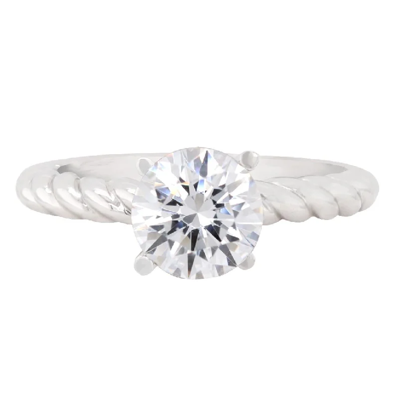 WHITE GOLD SOLITAIRE ENGAGEMENT RING SETTING WITH TWISTED SHANK