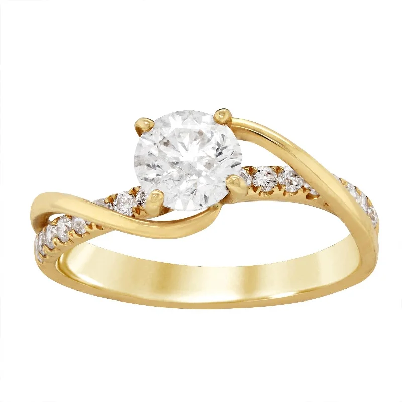 YELLOW GOLD BYPASS STYLE DIAMOND ENGAGEMENT RING, 1.09 CT TW