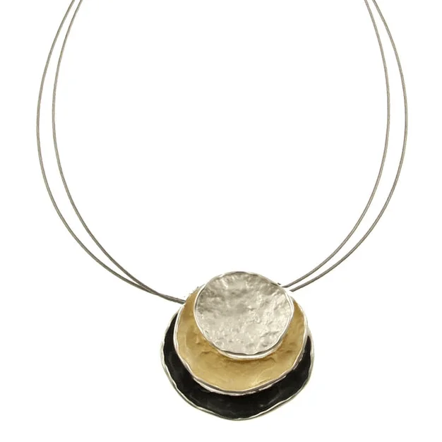 Gold Mix Round Stack Pendant Necklace