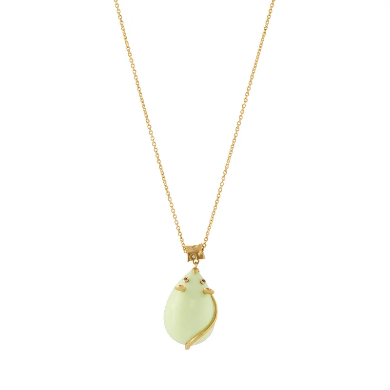 unique gemstone necklace handmade Diamond Mouse Pendant Necklace