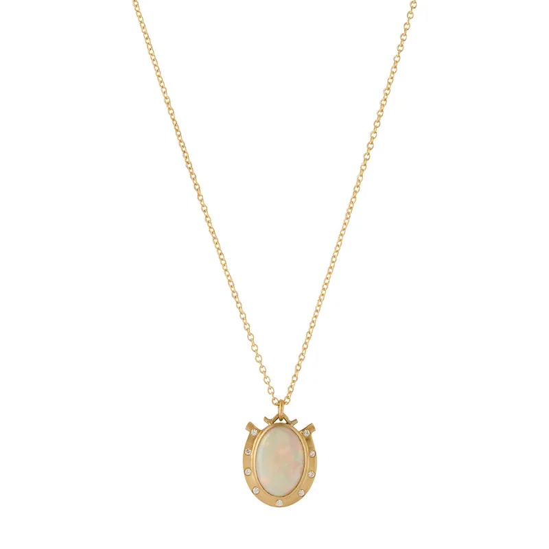 butterfly pendant necklace delicate Paloma Lucky Horseshoe Necklace - Opal and Diamond