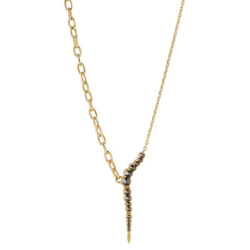 gold bar earrings minimalist Black Diamond Mixed Chain Necklace