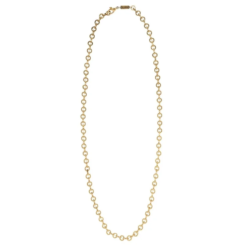 vintage locket necklace gold Circle Link Medium Textured Chain