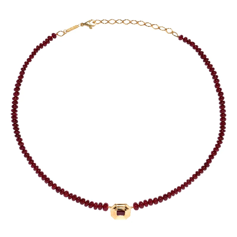 Bead Staircase Necklace - Ruby