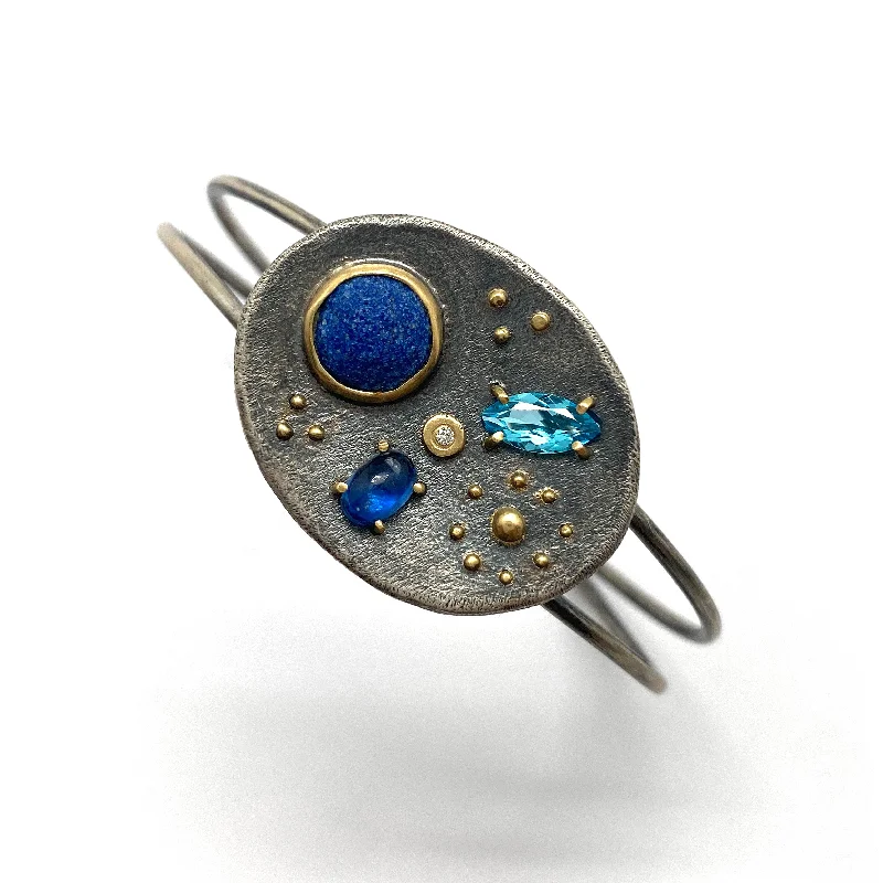 gold-plated snake chain bracelet Blue Stone Cuff Bracelet