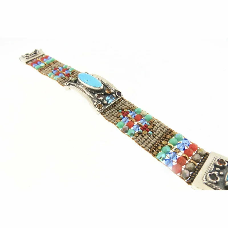 Chili Rose Cowgirl  Bronze & Turquoise  Gemstone Bracelet