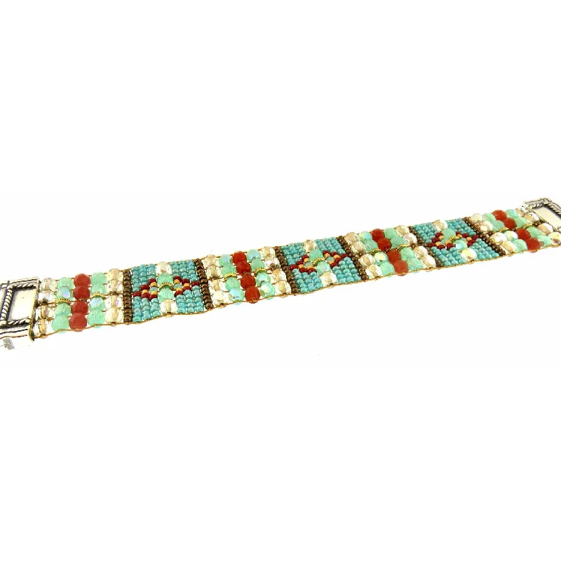 Chili Rose  "Turquoise Shimmer" Silver Tip  Bracelet -Adohnnah Langer