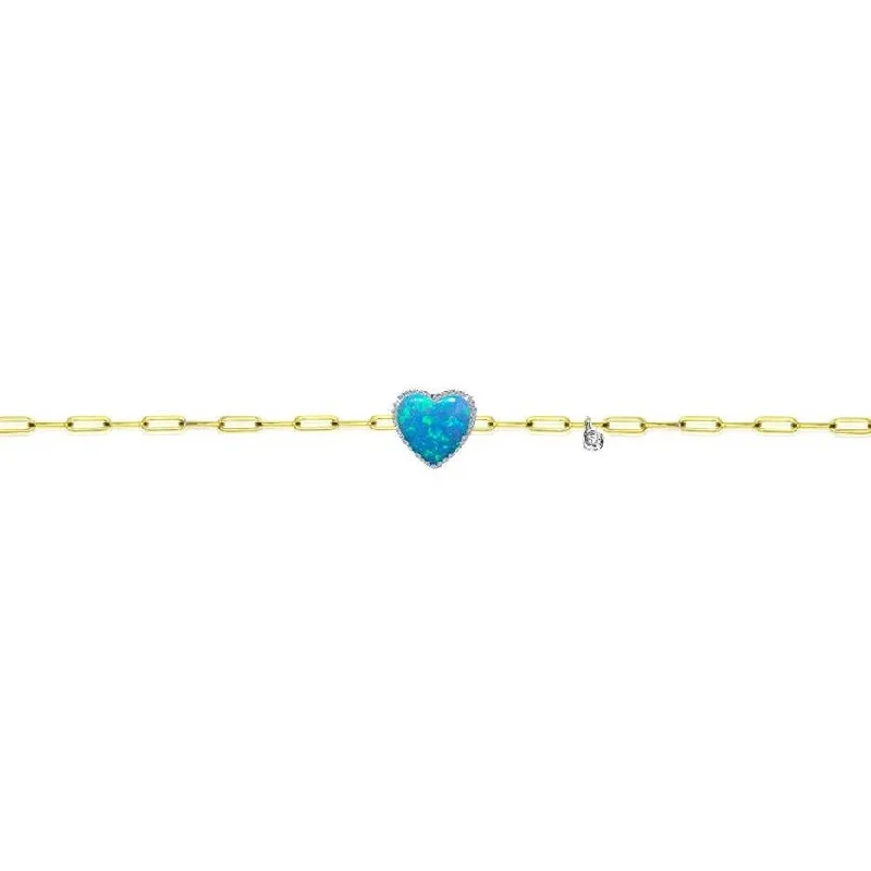 Meira T 14K TURQUOISE HEART PAPERCLIP BRACELET