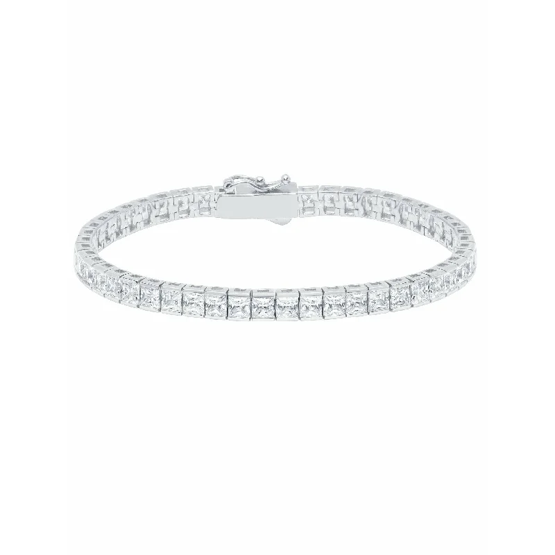 Crislu Classic Large Princess Tennis Bracelet Finished in Pure Platinum -12.80