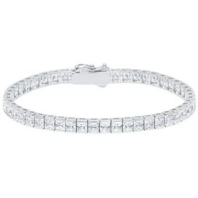 CRISLU Classic Small Princess Tennis Bracelet Finished in Pure Platinum