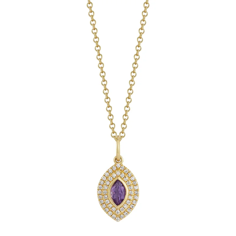 hypoallergenic earrings for sensitive ears Marquise Amethyst Gem Necklace