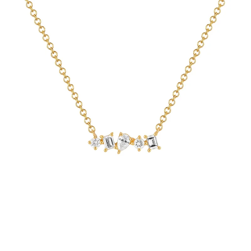 Multifaceted Diamond Mini Bar Necklace