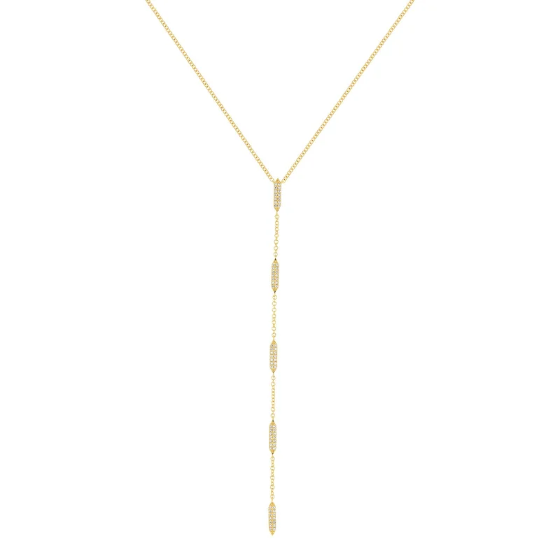 adjustable toe ring silver Pave Diamond On Point Lariat Necklace