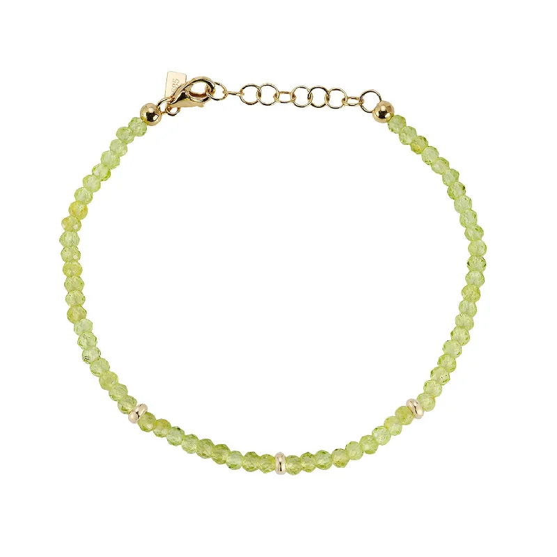 Peridot Birthstone Bead Bracelet