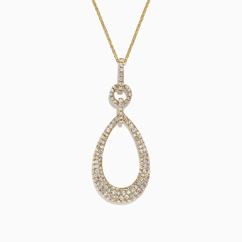 14K Yellow Gold Diamond Pendant, 1.22 TCW