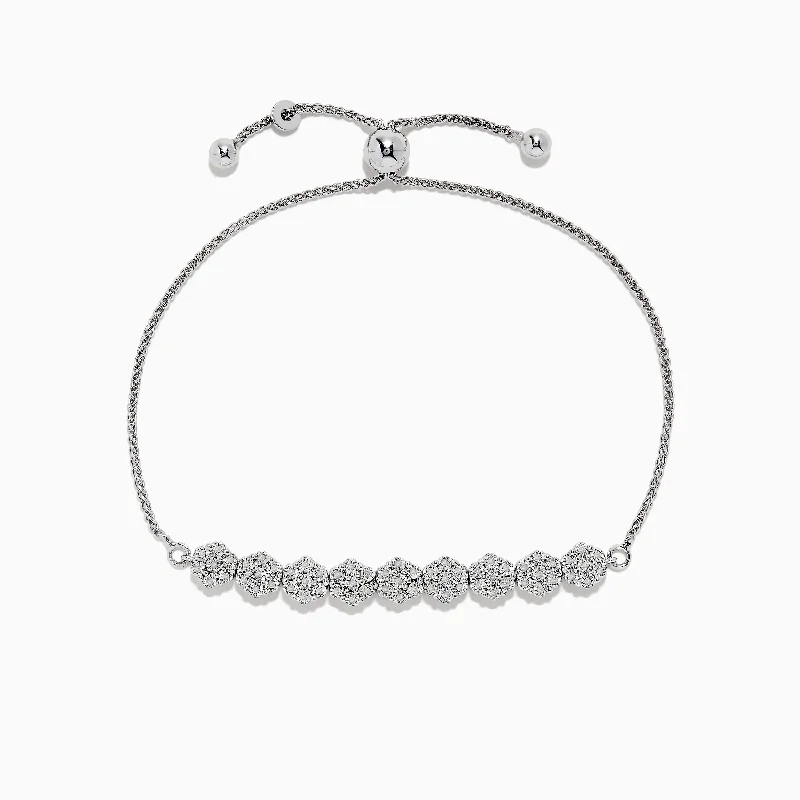 925 Sterling Silver Diamond Bolo Bracelet, 0.22 TCW