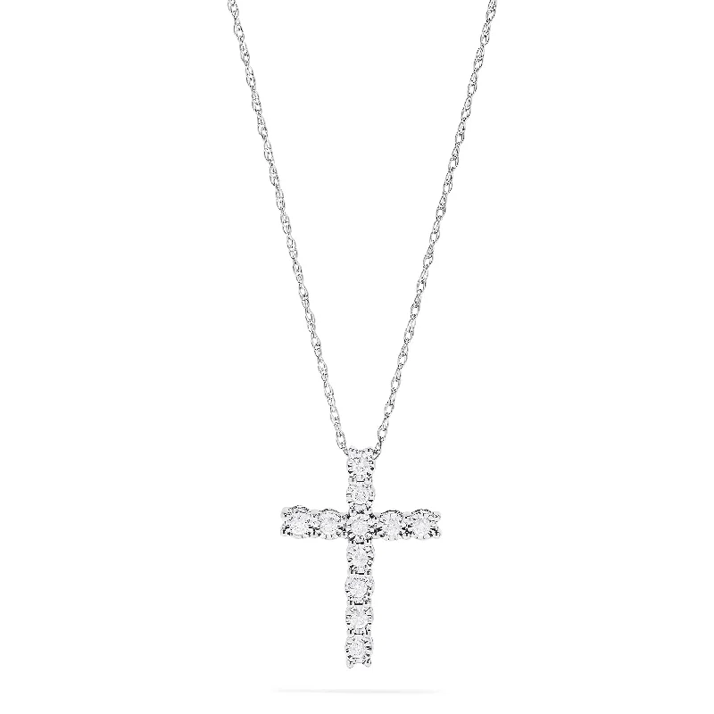 925 Sterling Silver Diamond Cross Pendant, 0.24 TCW