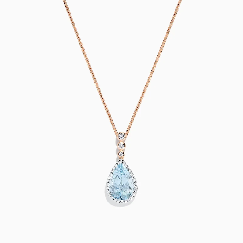 Aquarius 14K Two Tone Gold Aquamarine & Diamond Pendant, 2.68 TCW