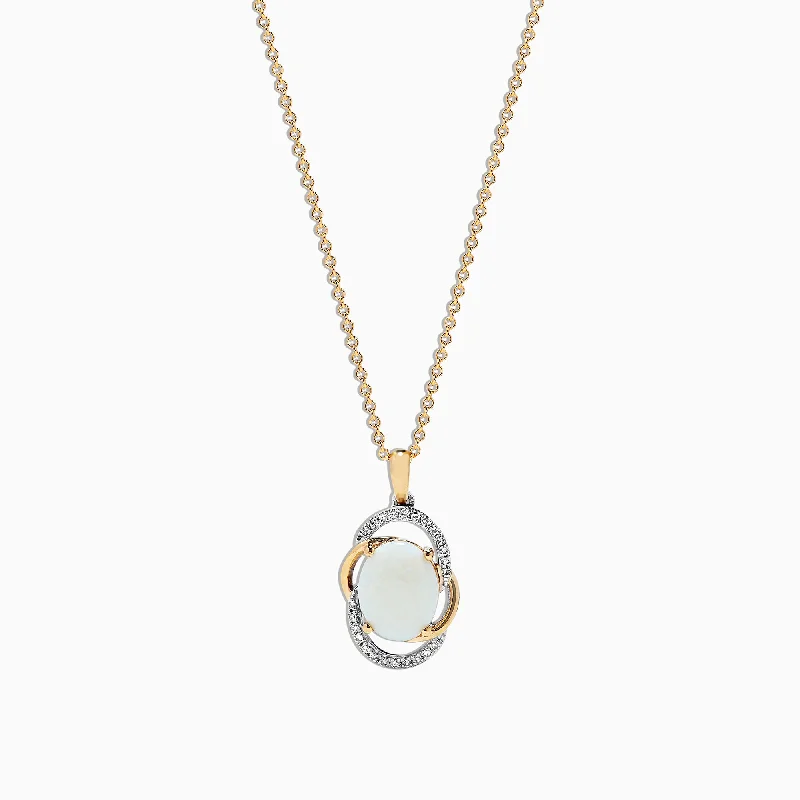 Aurora 14K Two Tone Gold Opal and Diamond Pendant, 1.49 TCW