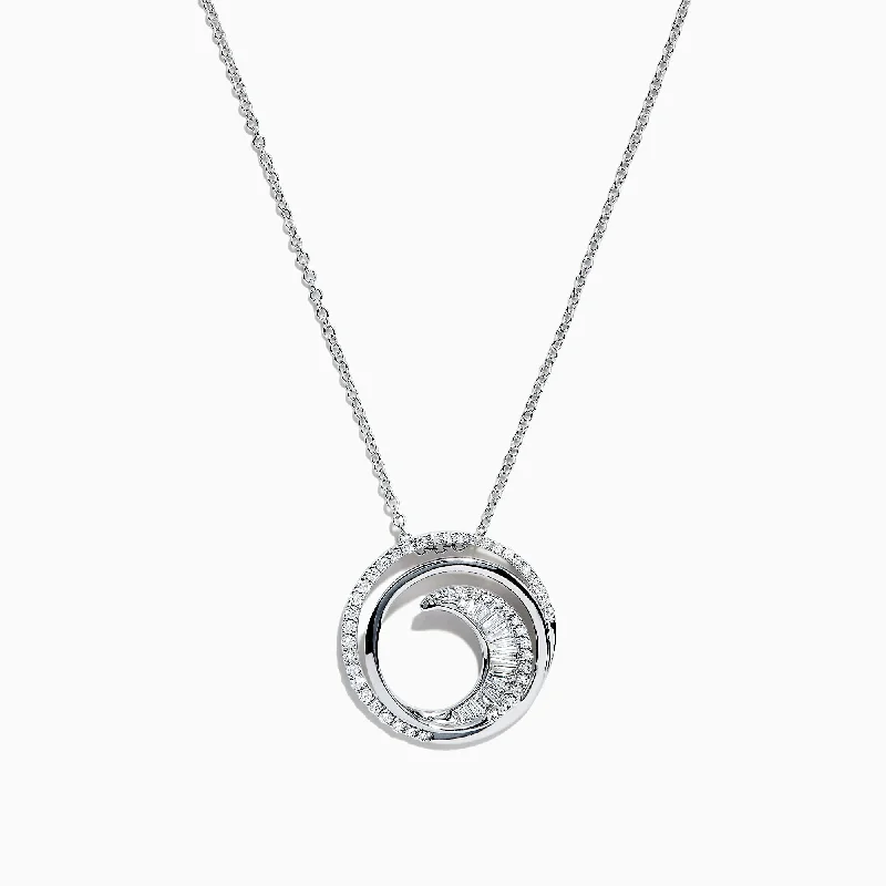 Classique 14K White Gold Diamond Swirl Pendant, 0.48 TCW