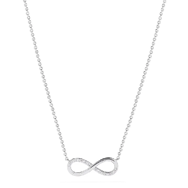 Novelty 14K White Gold Diamond Infinity Necklace, 0.08 TCW