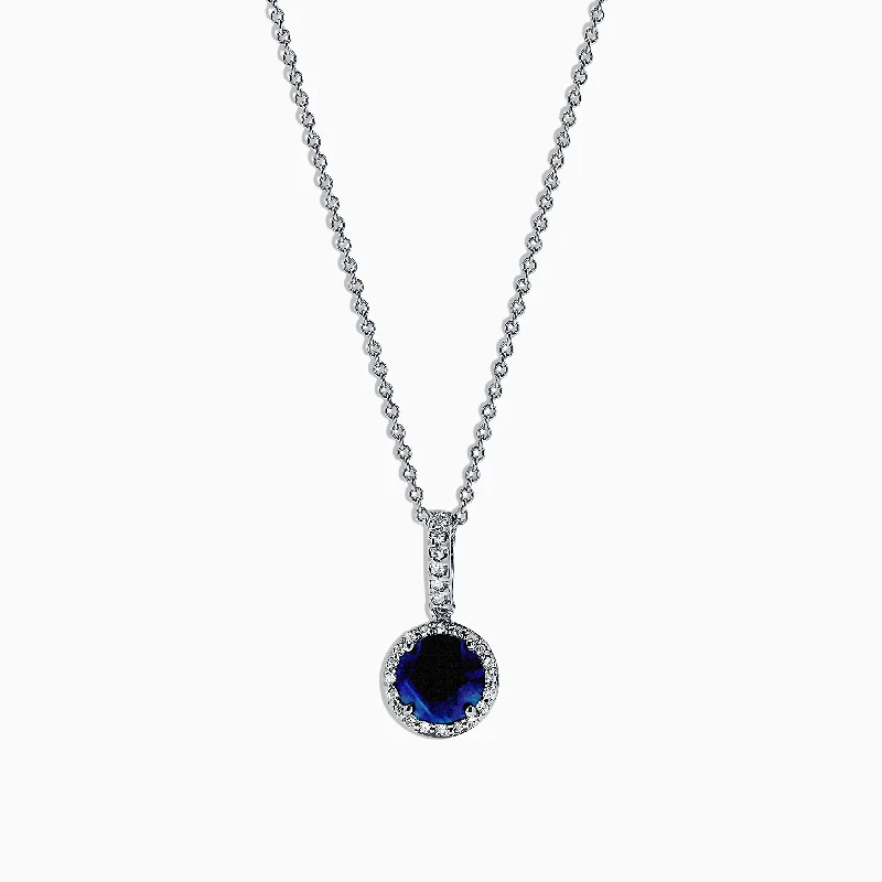 Royale Bleu 14K White Gold Sapphire and Diamond Pendant, 1.79 TCW