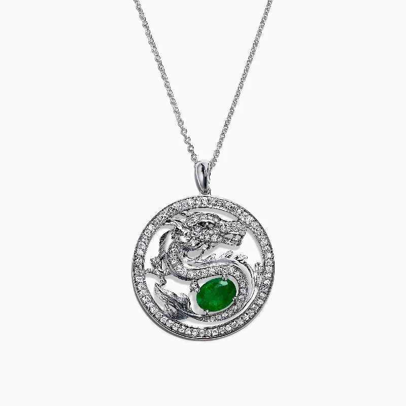 Safari 14K Gold Diamond & Emerald Dragon Pendant, 1.83 TCW