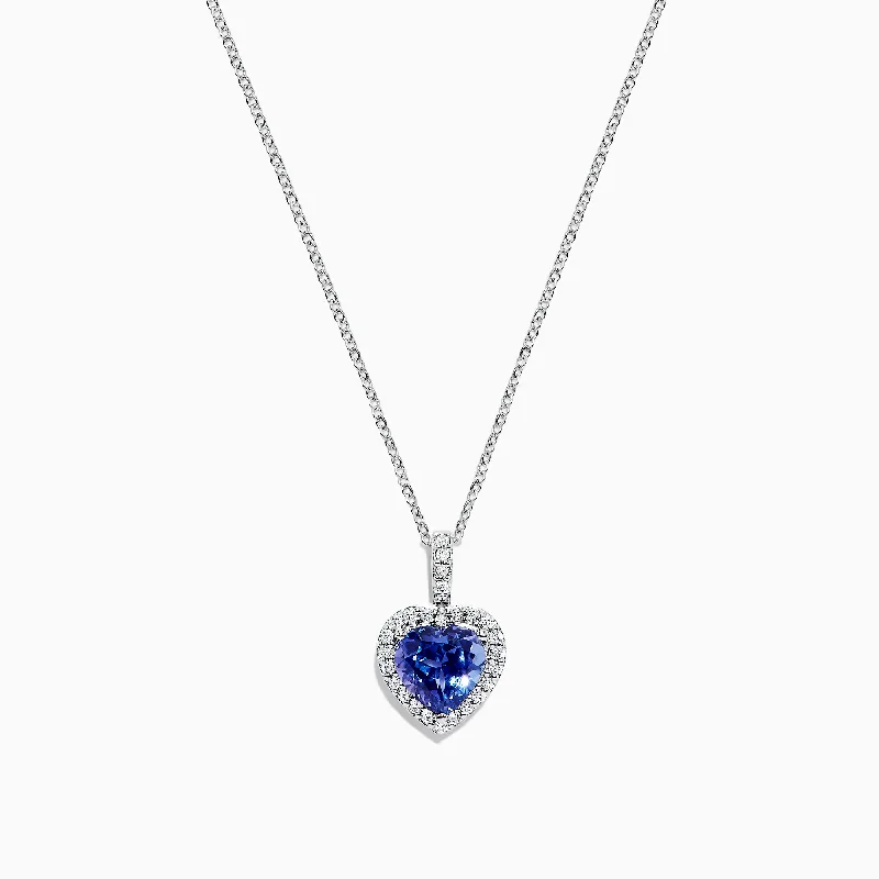 Nahla Siri 14K White Gold Tanzanite and Diamond Heart Pendant, 2.32 TCW