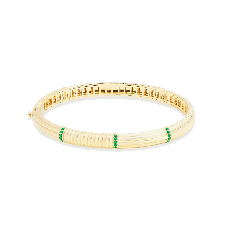 Found Ribbed Bangle Bracelet - Tsavorite