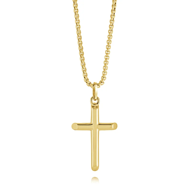 snake chain bracelet gold Italgem Steel Gold-Ip S.Steel Polished Cross Necklace