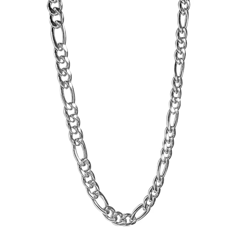 thin silver chain necklace Italgem Steel S.Steel 9.5Mm Figaro-Link 22''+2'' Necklace