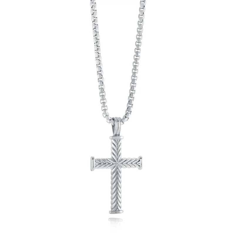 titanium wedding band men’s black Italgem Steel S.Steel Polished Chevron Cross Necklace