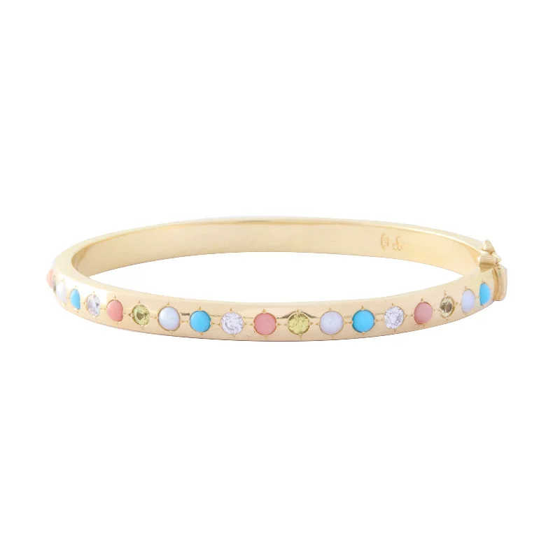 Gypsy Bangle - Coral, Diamond, Turquoise, and Mother of Pearl