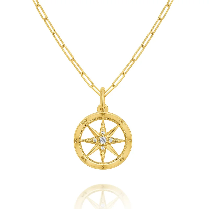 hand-stamped coordinates bracelet KC Designs 14k Gold and Diamond Compass Necklace, 18''