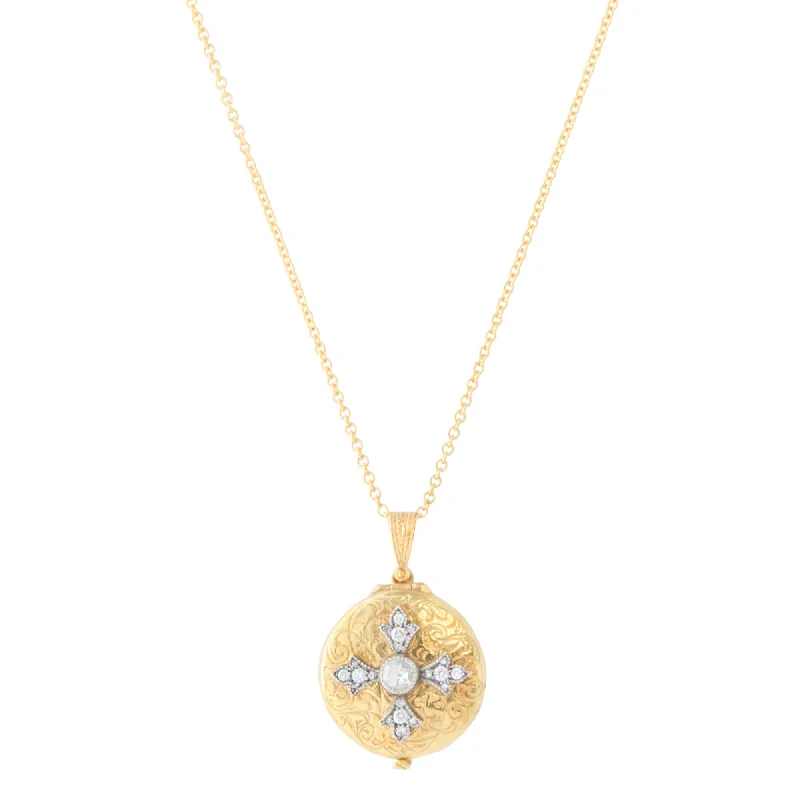 Cross Necklace - Round Diamond